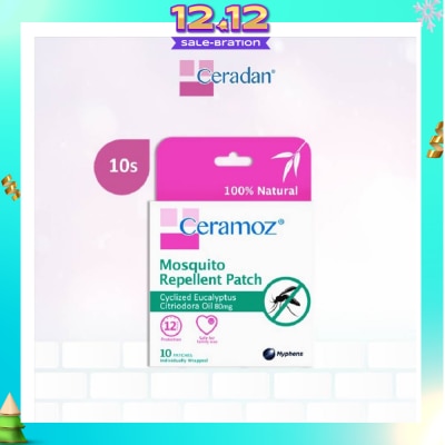 CERADAN CERAMOZ Mosquito Repellent Patch (100% Natural + With Cyclized Eucalyptus Citriodora Oil) 10s