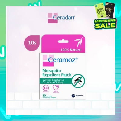 CERADAN CERAMOZ Mosquito Repellent Patch (100% Natural + With Cyclized Eucalyptus Citriodora Oil) 10s