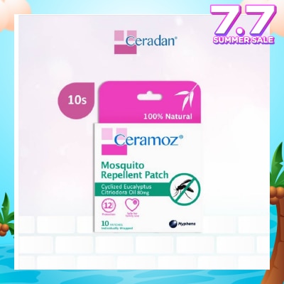 CERADAN CERAMOZ Mosquito Repellent Patch (100% Natural + With Cyclized Eucalyptus Citriodora Oil) 10s