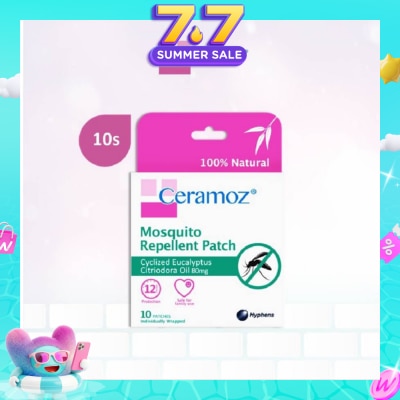 CERADAN - CERAMOZ Mosquito Repellent Patch (100% Natural + With Cyclized Eucalyptus Citriodora Oil) 10s