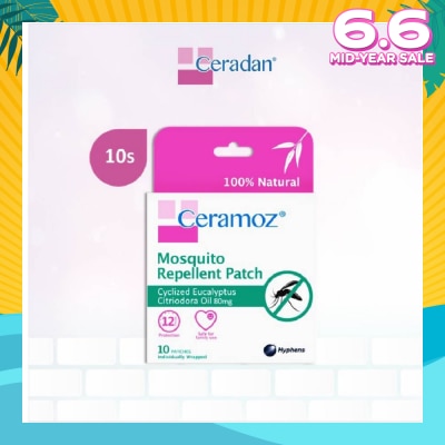 CERADAN CERAMOZ Mosquito Repellent Patch (100% Natural + With Cyclized Eucalyptus Citriodora Oil) 10s