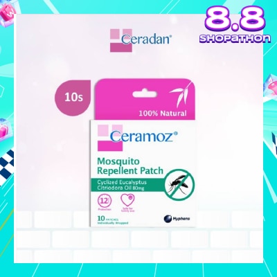 CERADAN CERAMOZ Mosquito Repellent Patch (100% Natural + With Cyclized Eucalyptus Citriodora Oil) 10s