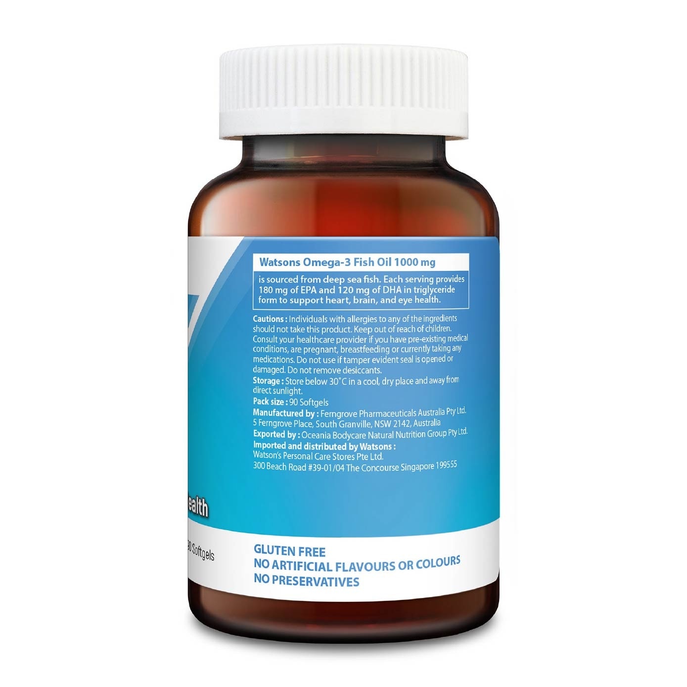Omega-3 Fish Oil Softgel 1000Mg (Support Heart, Brain & Eyes) 90s
