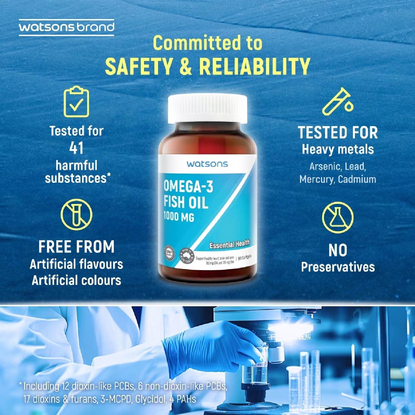 Omega-3 Fish Oil Softgel 1000Mg (Support Heart, Brain & Eyes) 90s