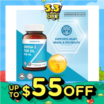 WATSONS Omega-3 Fish Oil Softgel 1000Mg (Support Heart, Brain & Eyes) 90s