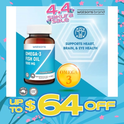 WATSONS - Omega-3 Fish Oil Softgel 1000Mg (Support Heart, Brain & Eyes) 90s