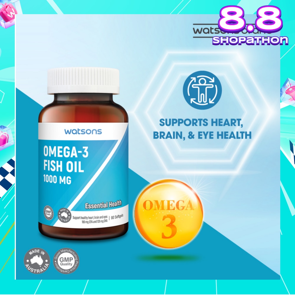 Omega-3 Fish Oil Softgel 1000Mg (Support Heart, Brain & Eyes) 90s