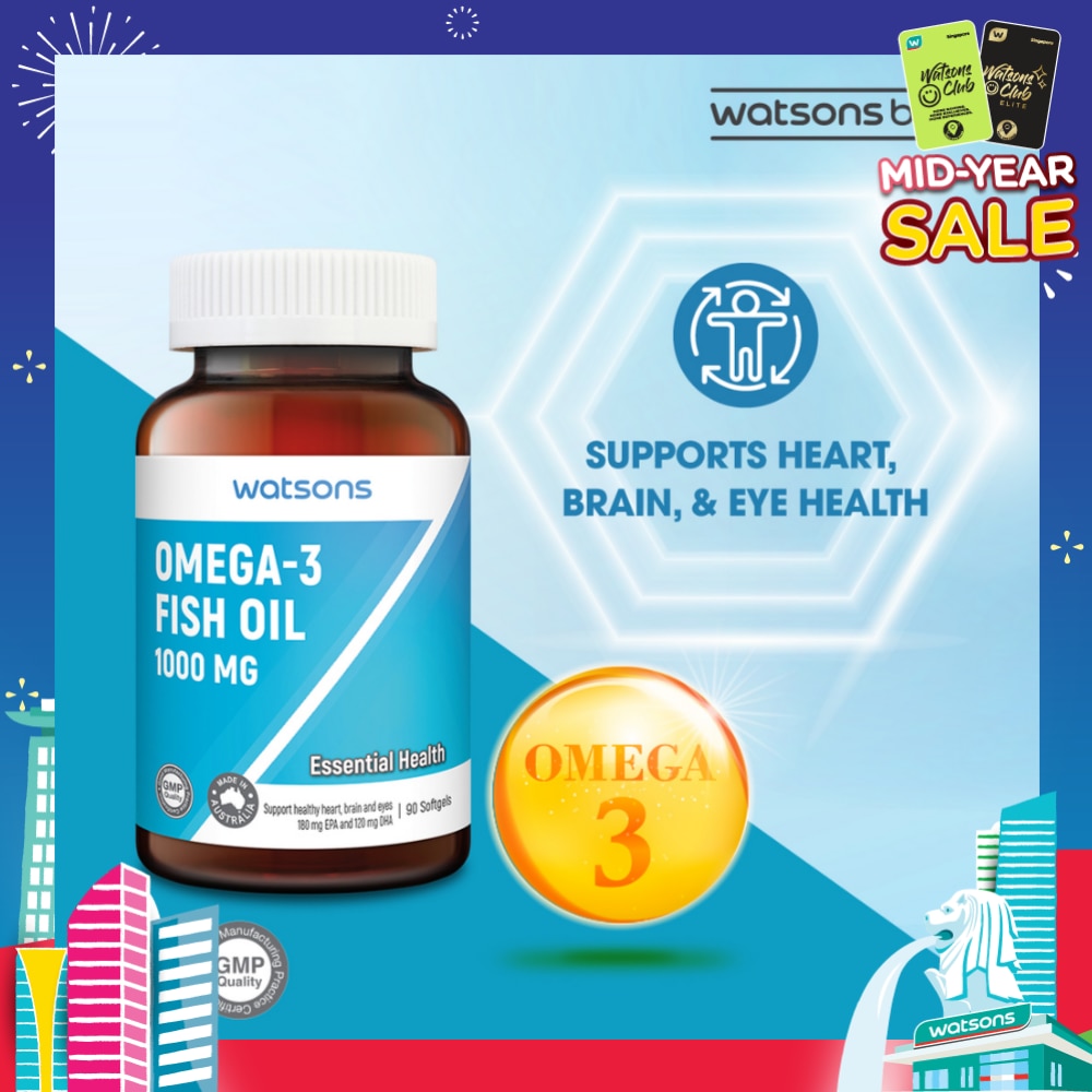 Omega-3 Fish Oil Softgel 1000Mg (Support Heart, Brain & Eyes) 90s