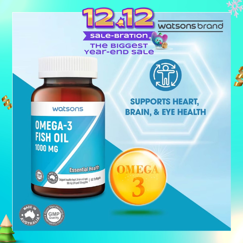 Omega-3 Fish Oil Softgel 1000Mg (Support Heart, Brain & Eyes) 90s