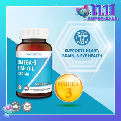 WATSONS Omega-3 Fish Oil Softgel 1000Mg (Support Heart, Brain & Eyes) 90s