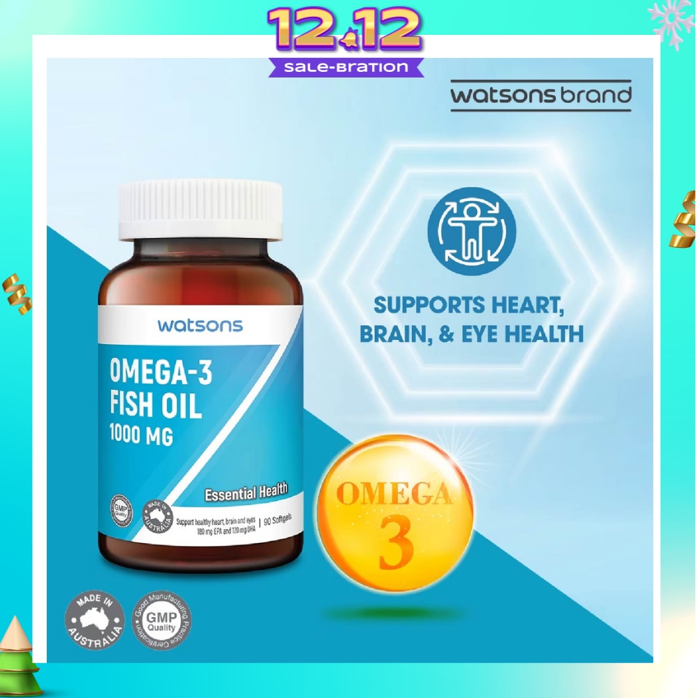 Omega-3 Fish Oil Softgel 1000Mg (Support Heart, Brain & Eyes) 90s