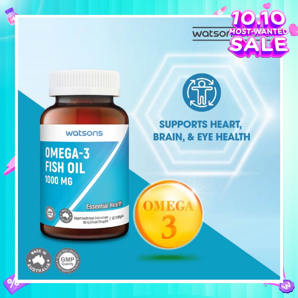Omega-3 Fish Oil Softgel 1000Mg (Support Heart, Brain & Eyes) 90s