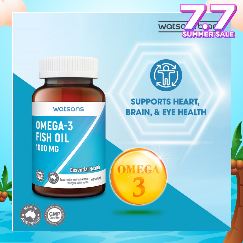 Omega-3 Fish Oil Softgel 1000Mg (Support Heart, Brain & Eyes) 90s
