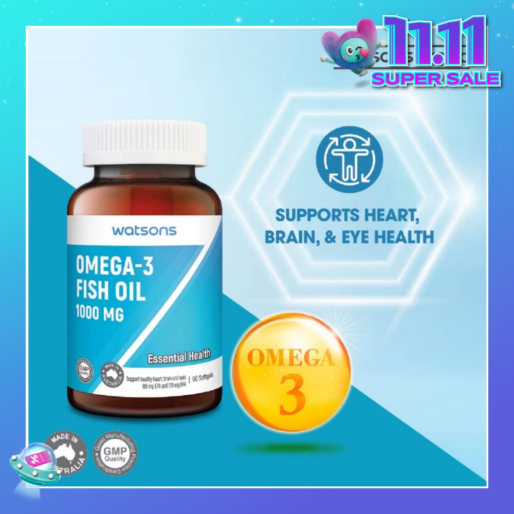 Omega-3 Fish Oil Softgel 1000Mg (Support Heart, Brain & Eyes) 90s