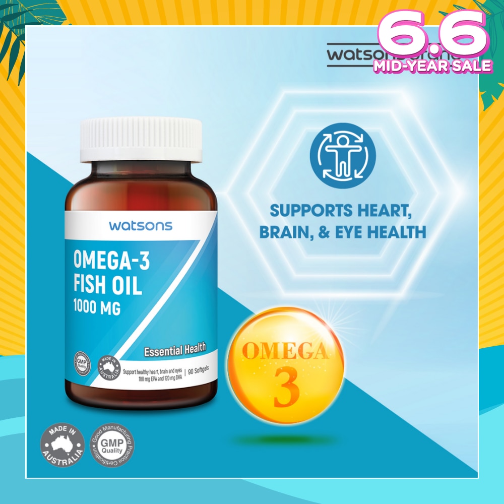 Omega-3 Fish Oil Softgel 1000Mg (Support Heart, Brain & Eyes) 90s