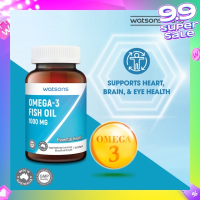 WATSONS Omega-3 Fish Oil Softgel 1000Mg (Support Heart, Brain & Eyes) 90s