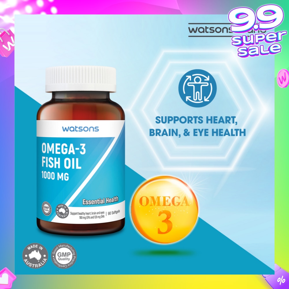 Omega-3 Fish Oil Softgel 1000Mg (Support Heart, Brain & Eyes) 90s