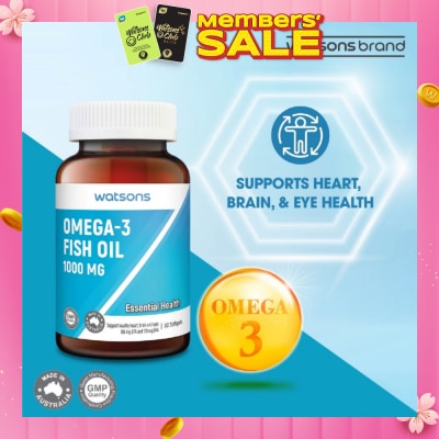 WATSONS Omega-3 Fish Oil Softgel 1000Mg (Support Heart, Brain & Eyes) 90s