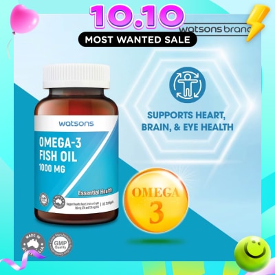 WATSONS Omega 3 Fish Oil Softgel 1000Mg (Support Heart, Brain & Eyes) 90s image