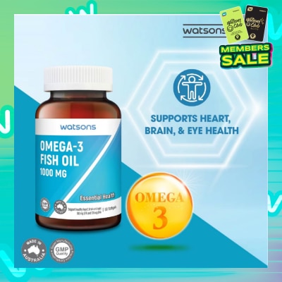 WATSONS Omega-3 Fish Oil Softgel 1000Mg (Support Heart, Brain & Eyes) 90s