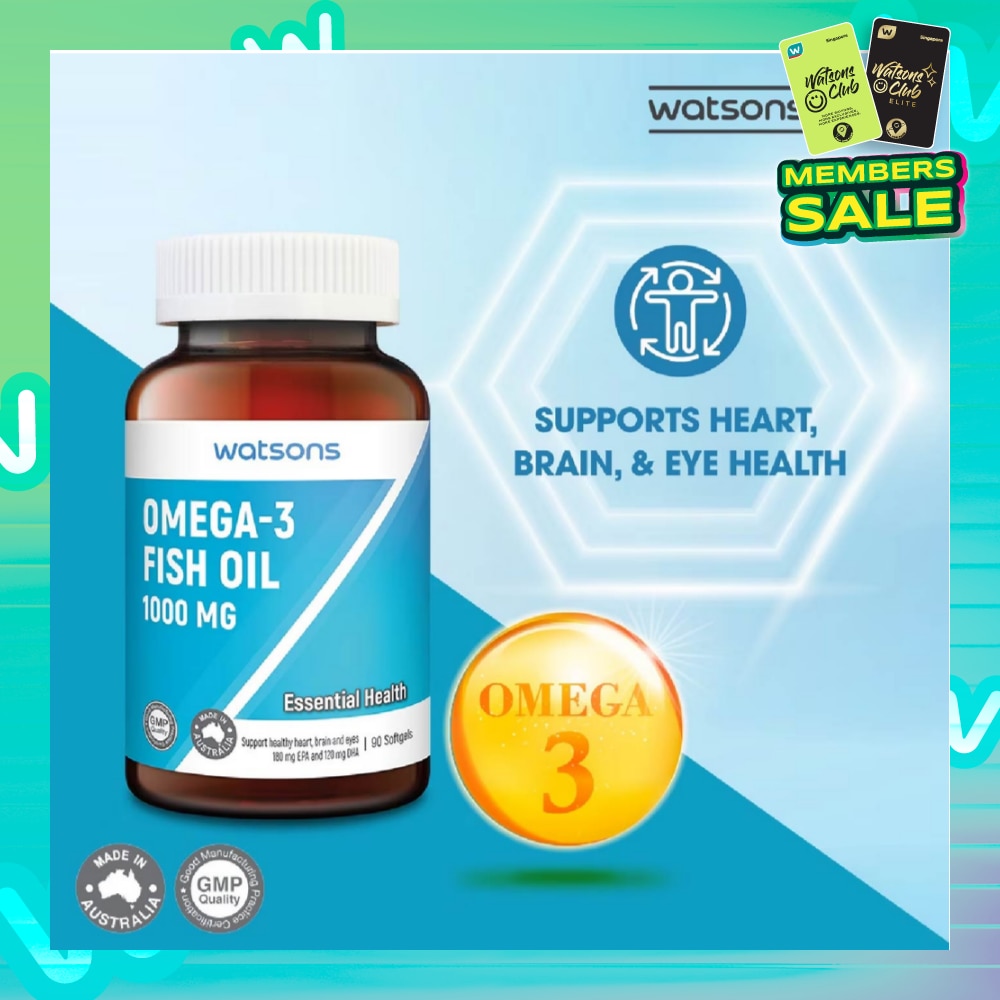 Omega-3 Fish Oil Softgel 1000Mg (Support Heart, Brain & Eyes) 90s