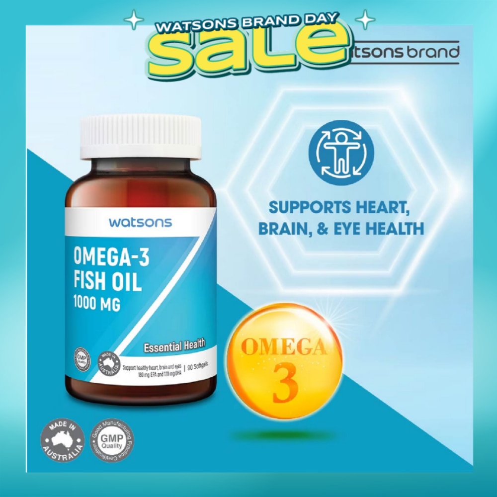 Omega-3 Fish Oil Softgel 1000Mg (Support Heart, Brain & Eyes) 90s