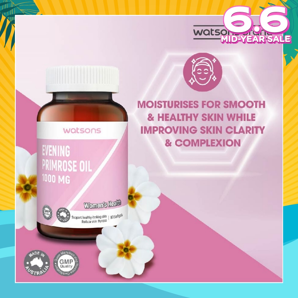 Evening Primrose Oil Softgel 1000Mg (Support Healthy Looking Skin & Reduce Skin Dryness) 90s