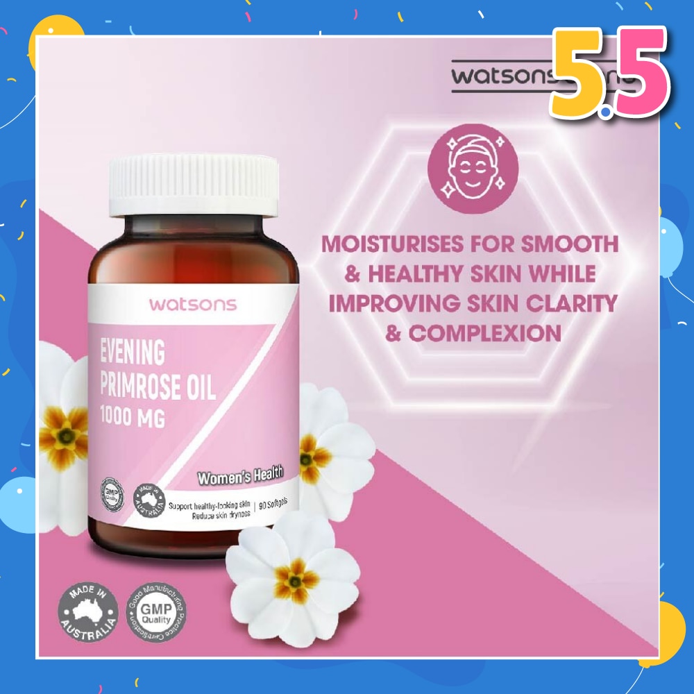 Evening Primrose Oil Softgel 1000Mg (Support Healthy Looking Skin & Reduce Skin Dryness) 90s