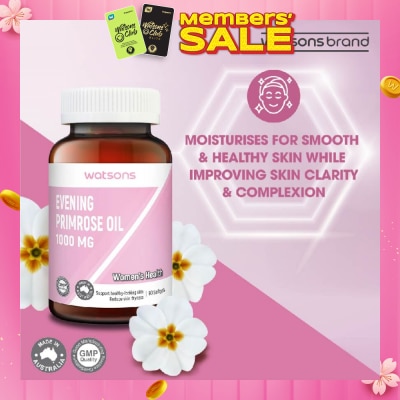 WATSONS Evening Primrose Oil Softgel 1000Mg (Support Healthy Looking Skin & Reduce Skin Dryness) 90s