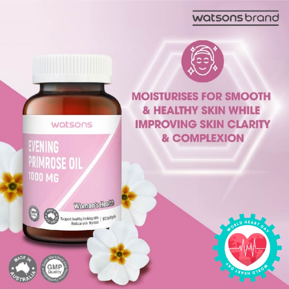 Evening Primrose Oil Softgel 1000Mg (Support Healthy Looking Skin & Reduce Skin Dryness) 90s