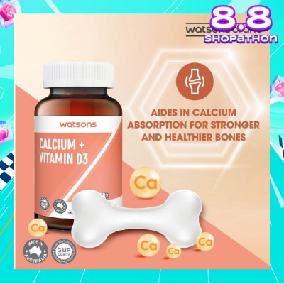 WATSONS Calcium 360G + Vitamin D3 Tablet (Support Formation & Maintainence of Healthy Bones) 60s