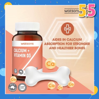 WATSONS Calcium 360G + Vitamin D3 Tablet (Support Formation & Maintainence of Healthy Bones) 60s