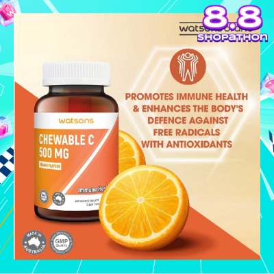 WATSONS Chewable C Tablet 500Mg Sugar Free (For Antioxidant Support) 60s