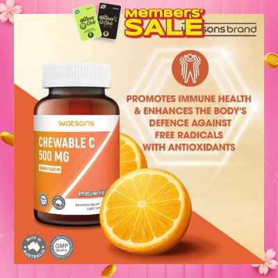 WATSONS Chewable C Tablet 500Mg Sugar Free (For Antioxidant Support) 60s