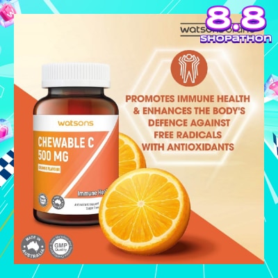 WATSONS Chewable C Tablet 500Mg Sugar Free (For Antioxidant Support) 60s