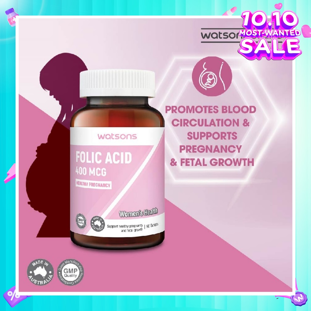Folic Acid Tablet 400MCG (Support Healthy Pregnancy & Fetal Growth) 90s