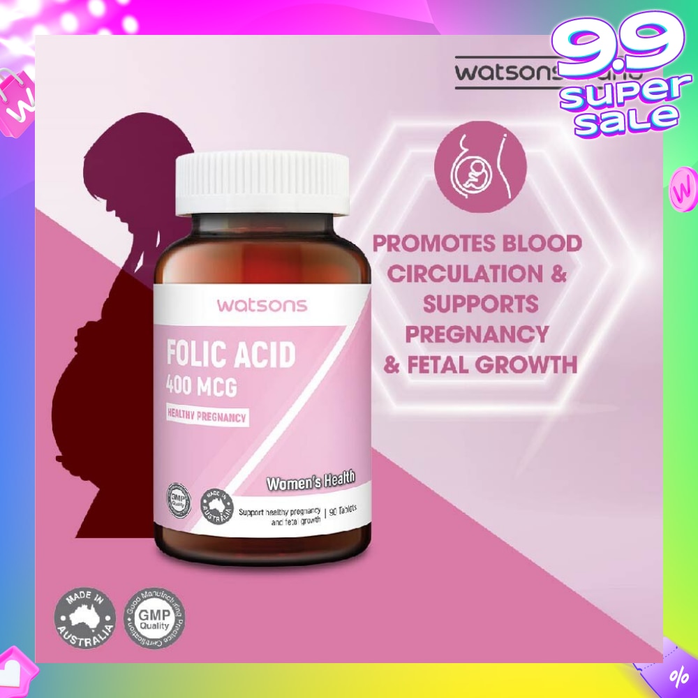 Folic Acid Tablet 400MCG (Support Healthy Pregnancy & Fetal Growth) 90s