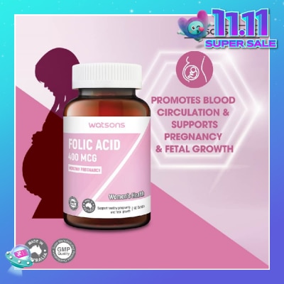 WATSONS Folic Acid Tablet 400MCG (Support Healthy Pregnancy & Fetal Growth) 90s