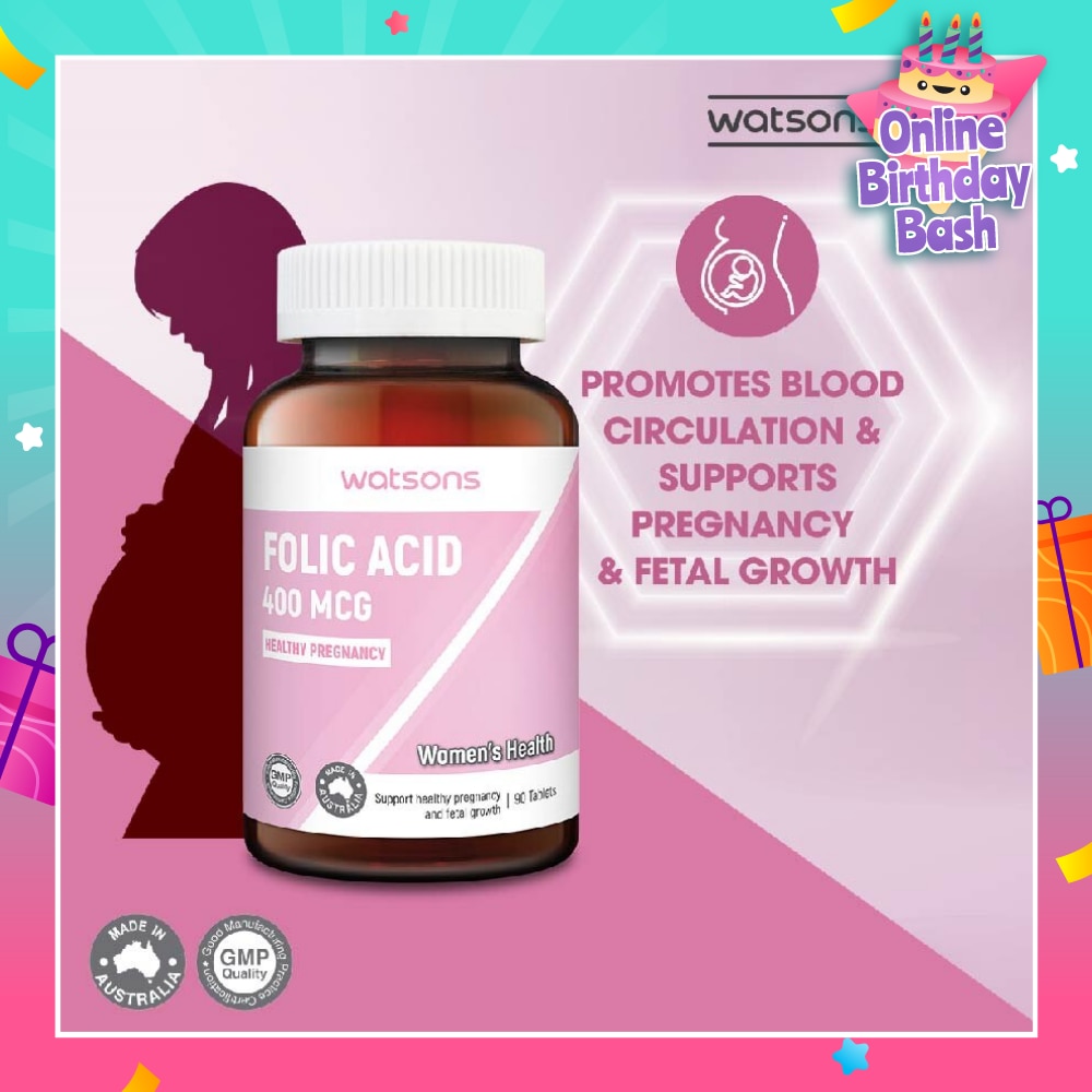 Folic Acid Tablet 400MCG (Support Healthy Pregnancy & Fetal Growth) 90s