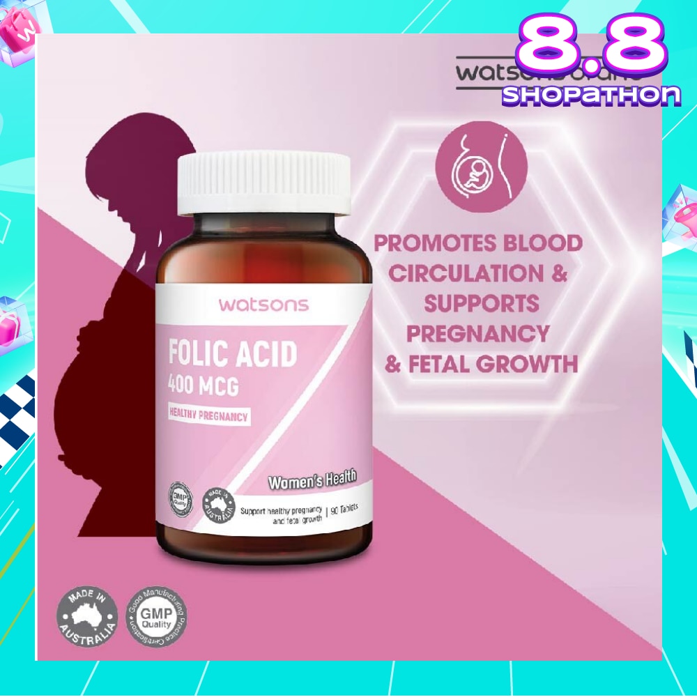 Folic Acid Tablet 400MCG (Support Healthy Pregnancy & Fetal Growth) 90s