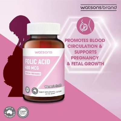 WATSONS Folic Acid Tablet 400MCG (Support Healthy Pregnancy & Fetal Growth) 90s