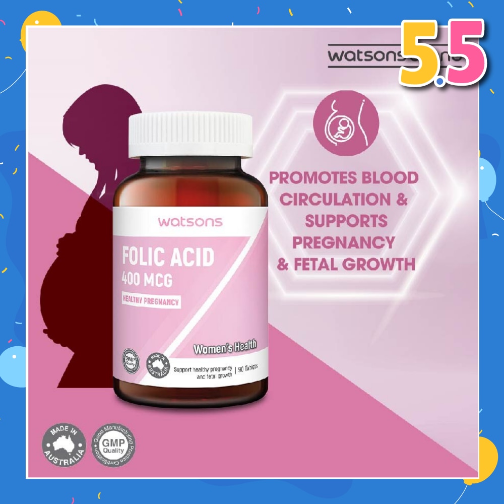 Folic Acid Tablet 400MCG (Support Healthy Pregnancy & Fetal Growth) 90s