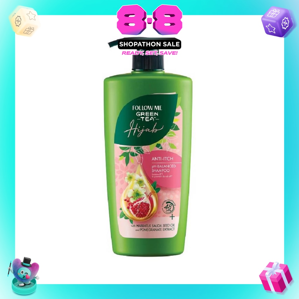 Green Tea HIJAB Anti-Itch pH-Balanced Shampoo with Habbatus Saude Seed Oil & Pomegranate Extract (Prevent Dandruff) 650ml