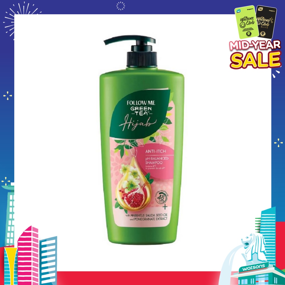 Green Tea HIJAB Anti-Itch pH-Balanced Shampoo with Habbatus Saude Seed Oil & Pomegranate Extract (Prevent Dandruff) 650ml