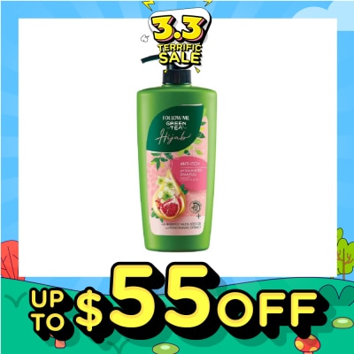 FOLLOW ME Green Tea HIJAB Anti-Itch pH-Balanced Shampoo with Habbatus Saude Seed Oil & Pomegranate Extract (Prevent Dandruff) 650ml