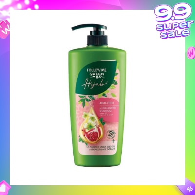 FOLLOW ME Green Tea HIJAB Anti-Itch pH-Balanced Shampoo with Habbatus Saude Seed Oil & Pomegranate Extract (Prevent Dandruff) 650ml