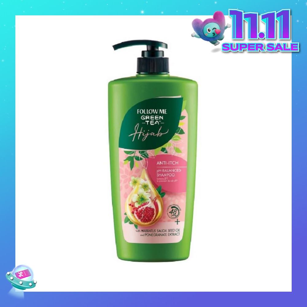 Green Tea HIJAB Anti-Itch pH-Balanced Shampoo with Habbatus Saude Seed Oil & Pomegranate Extract (Prevent Dandruff) 650ml