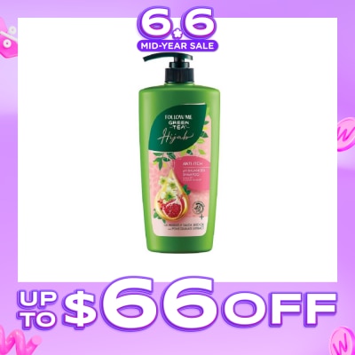FOLLOW ME - Green Tea HIJAB Anti-Itch pH-Balanced Shampoo with Habbatus Saude Seed Oil & Pomegranate Extract (Prevent Dandruff) 650ml