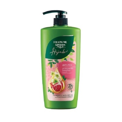 FOLLOW ME Green Tea HIJAB Anti-Itch pH-Balanced Shampoo with Habbatus Saude Seed Oil & Pomegranate Extract (Prevent Dandruff) 650ml