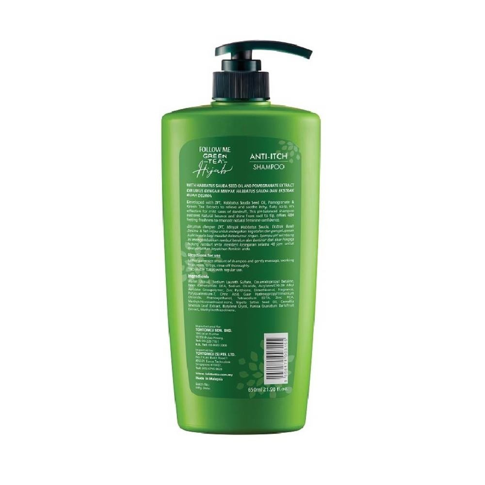 Green Tea HIJAB Anti-Itch pH-Balanced Shampoo with Habbatus Saude Seed Oil & Pomegranate Extract (Prevent Dandruff) 650ml